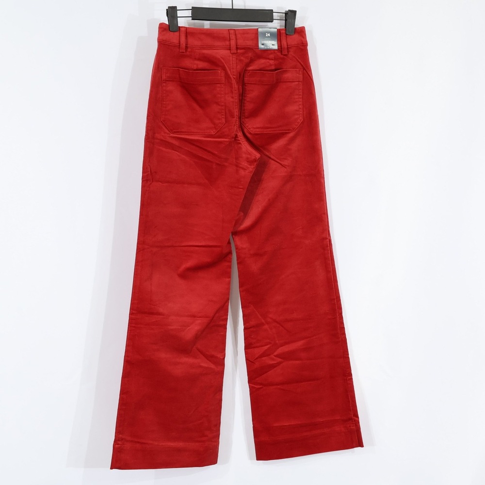 J.Crew Lizzie Pant Women 24 Red Corduroy Wide Leg High Rise Patch Pocket $138NWT - Picture 3 of 15
